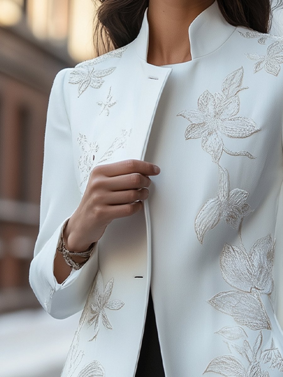 Floral Whisper: Softly Embroidered Coat for a Classic Look Floral Whisper: Softly Embroidered Coat for a Classic Look