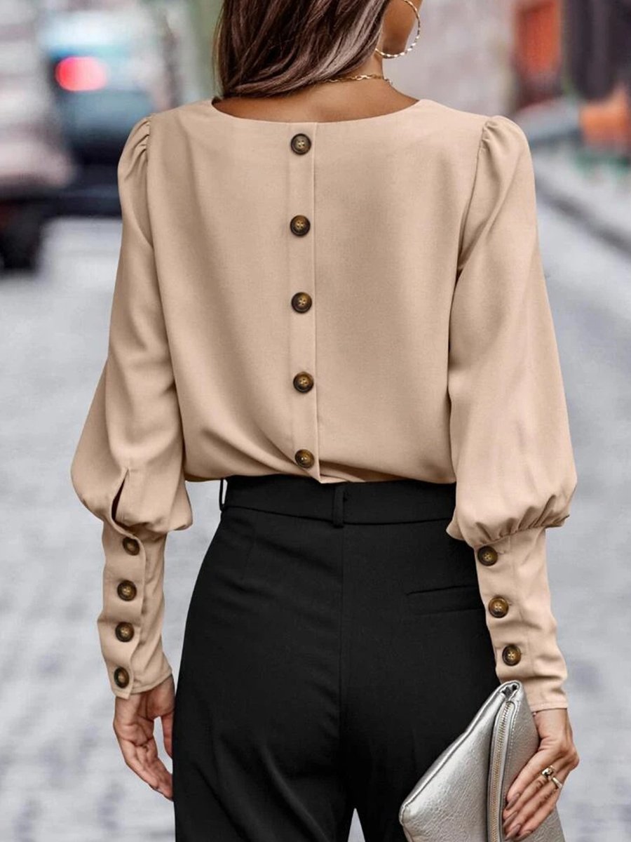 Sophisticated Buttons Blouse with Puffed Sleeves Sophisticated Buttons Blouse with Puffed Sleeves