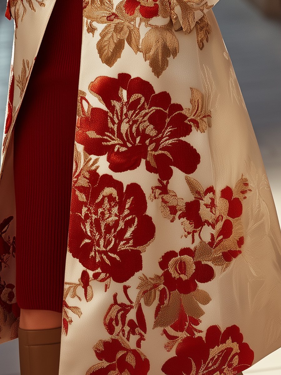 Crimson Bloom Jacquard Coat Crimson Bloom Jacquard Coat