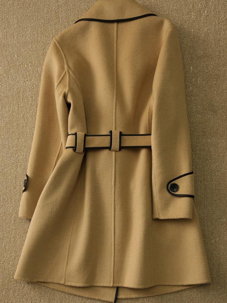 Chic Contrast-Trim Coat with Belt Chic Contrast-Trim Coat with Belt