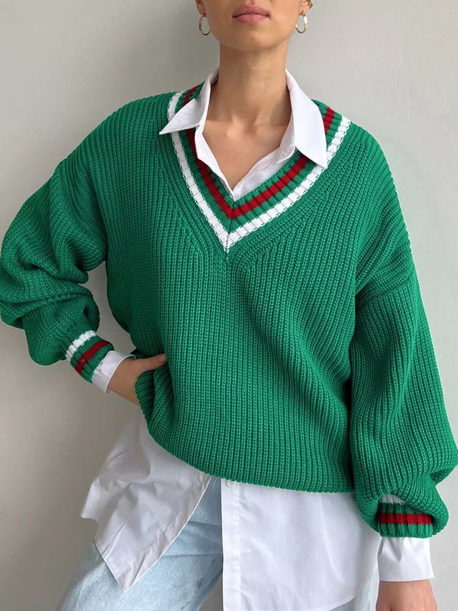V-neck Long-sleeved Sweater V-neck Long-sleeved Sweater