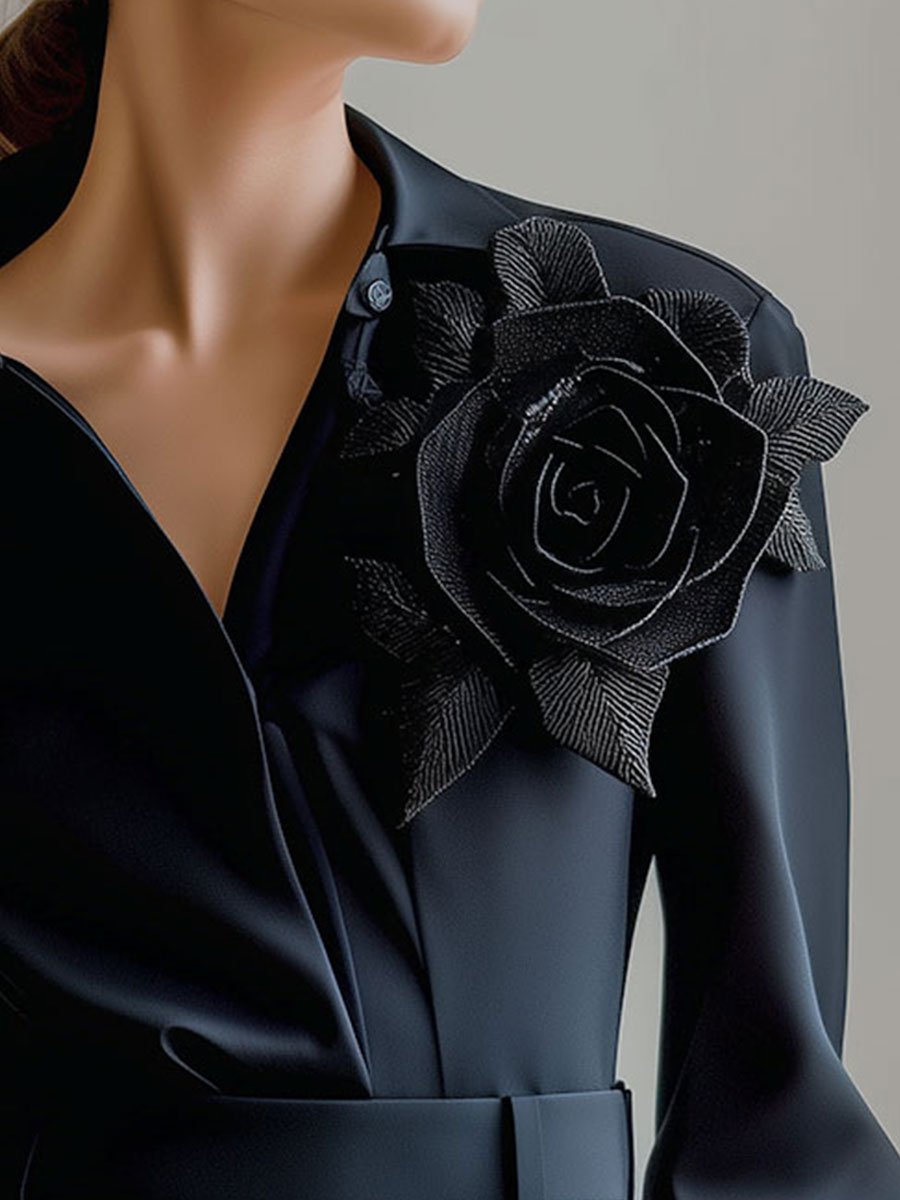Black Rose Embellished Statement Blouse Black Rose Embellished Statement Blouse
