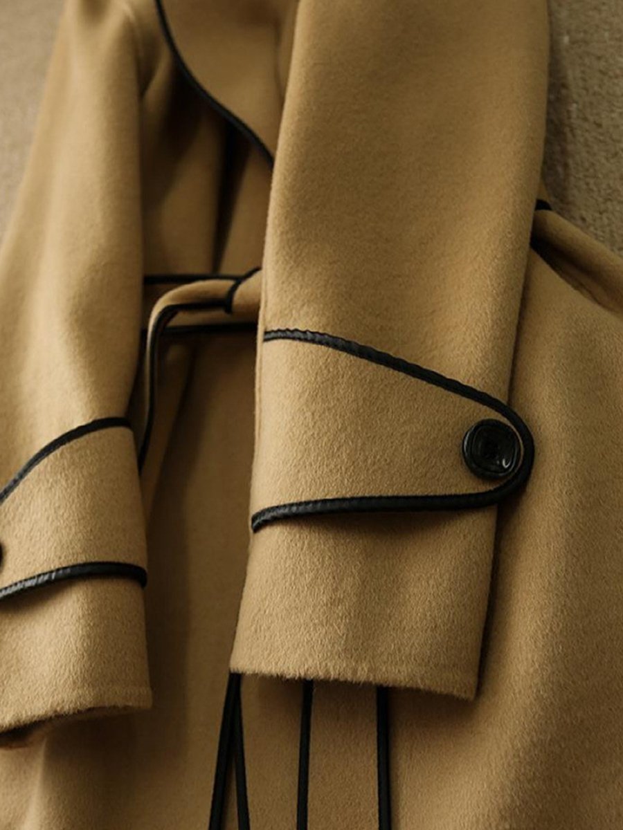 Chic Contrast-Trim Coat with Belt Chic Contrast-Trim Coat with Belt
