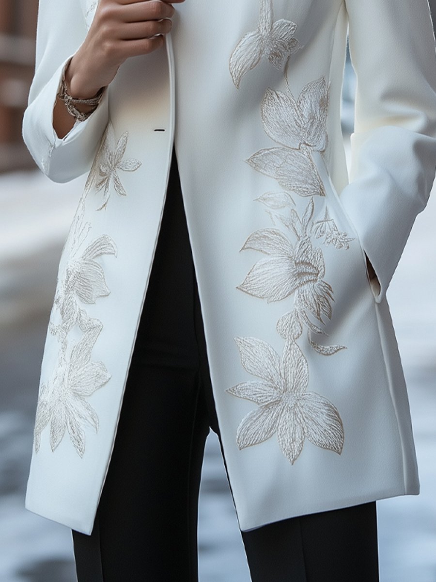 Floral Whisper: Softly Embroidered Coat for a Classic Look Floral Whisper: Softly Embroidered Coat for a Classic Look