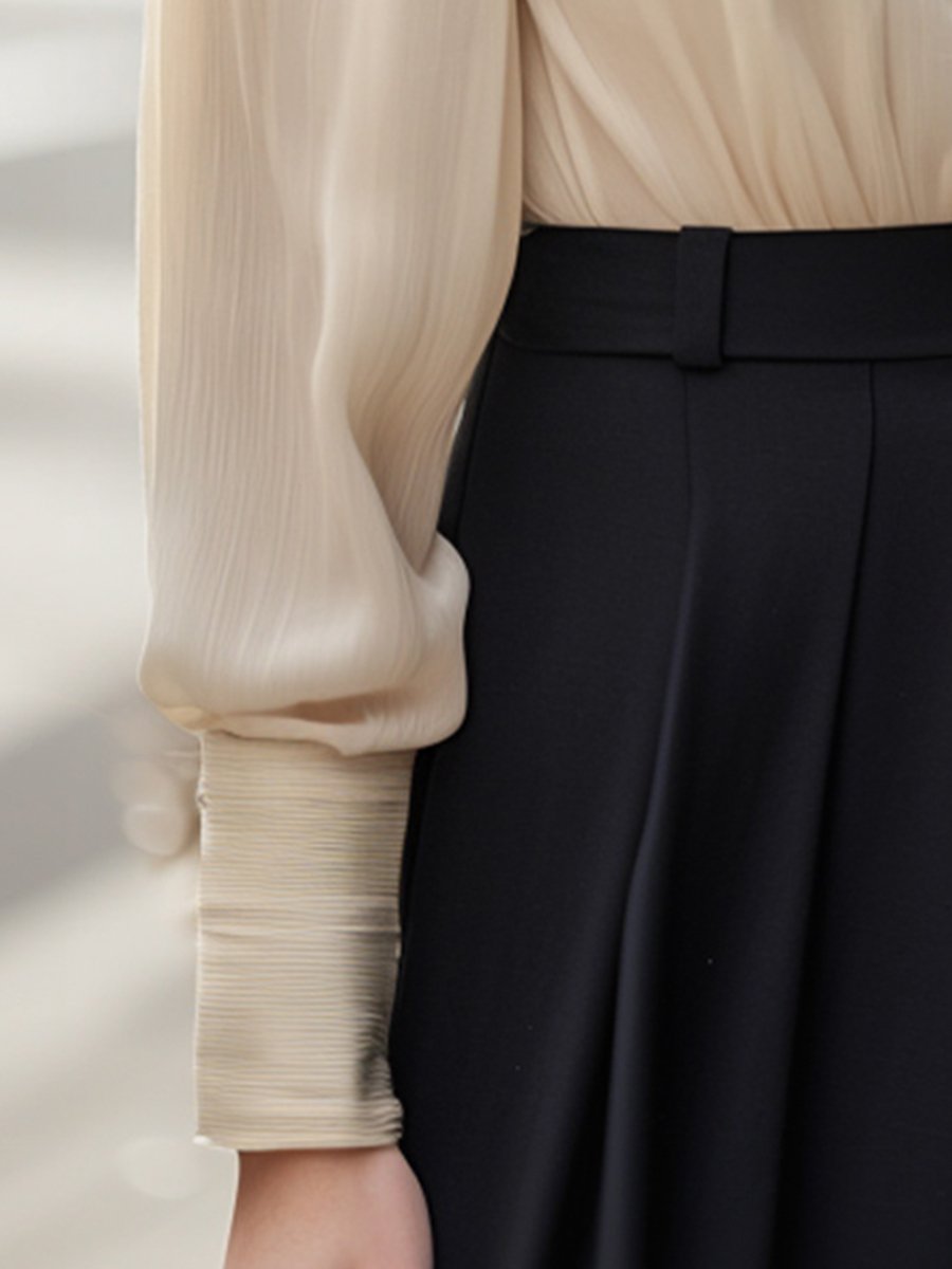 Elegant High-Neck Blouse with 3D Rose Embroidery Elegant High-Neck Blouse with 3D Rose Embroidery