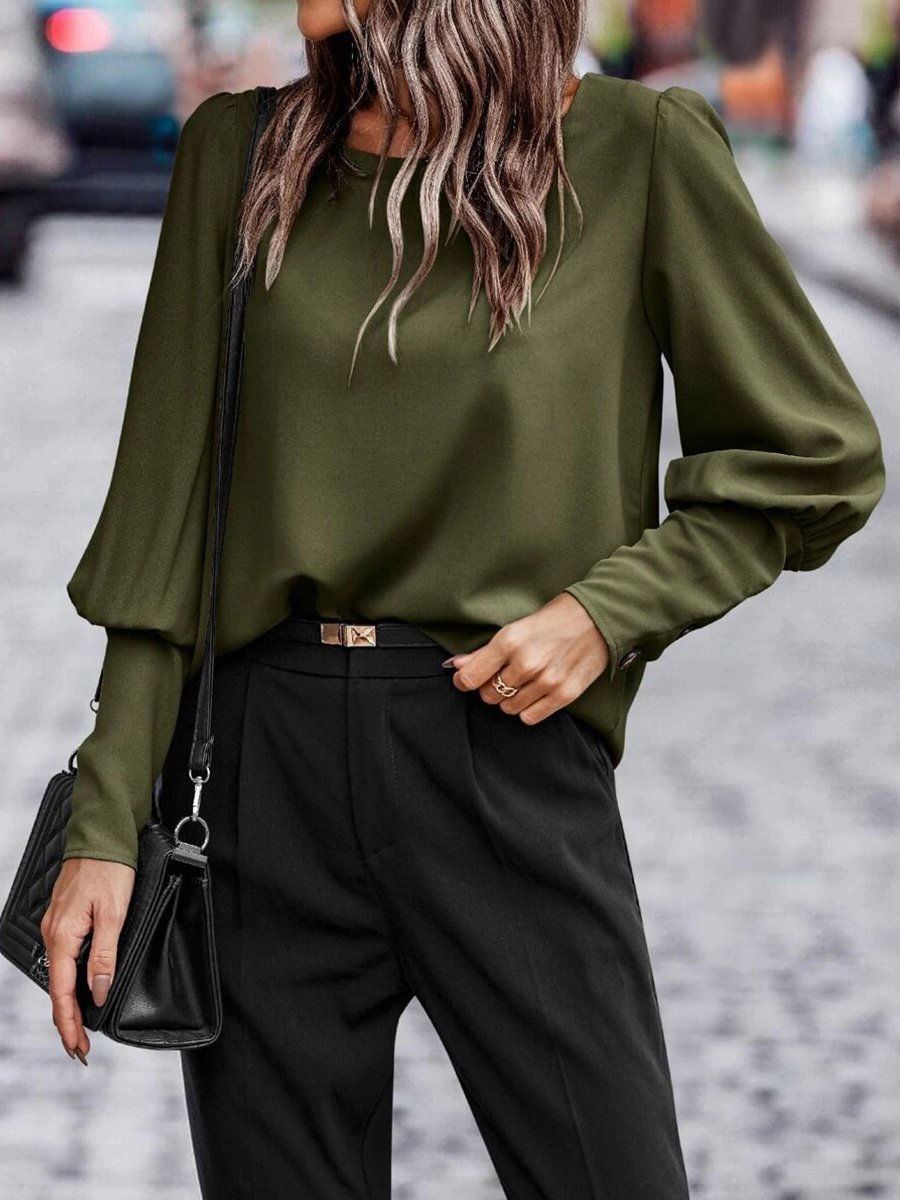 Sophisticated Buttons Blouse with Puffed Sleeves Sophisticated Buttons Blouse with Puffed Sleeves