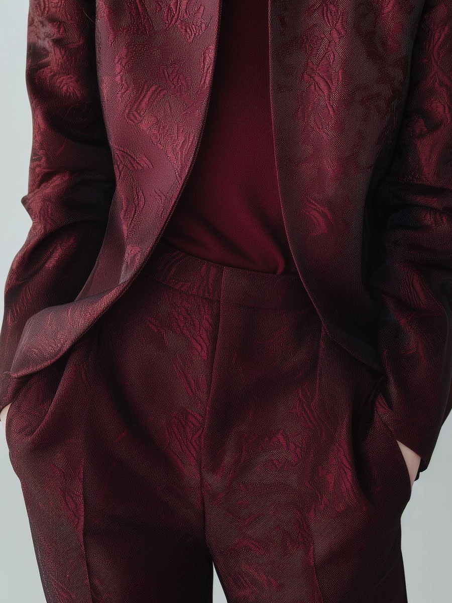 Elegant Burgundy Jacquard Jacket Elegant Burgundy Jacquard Jacket