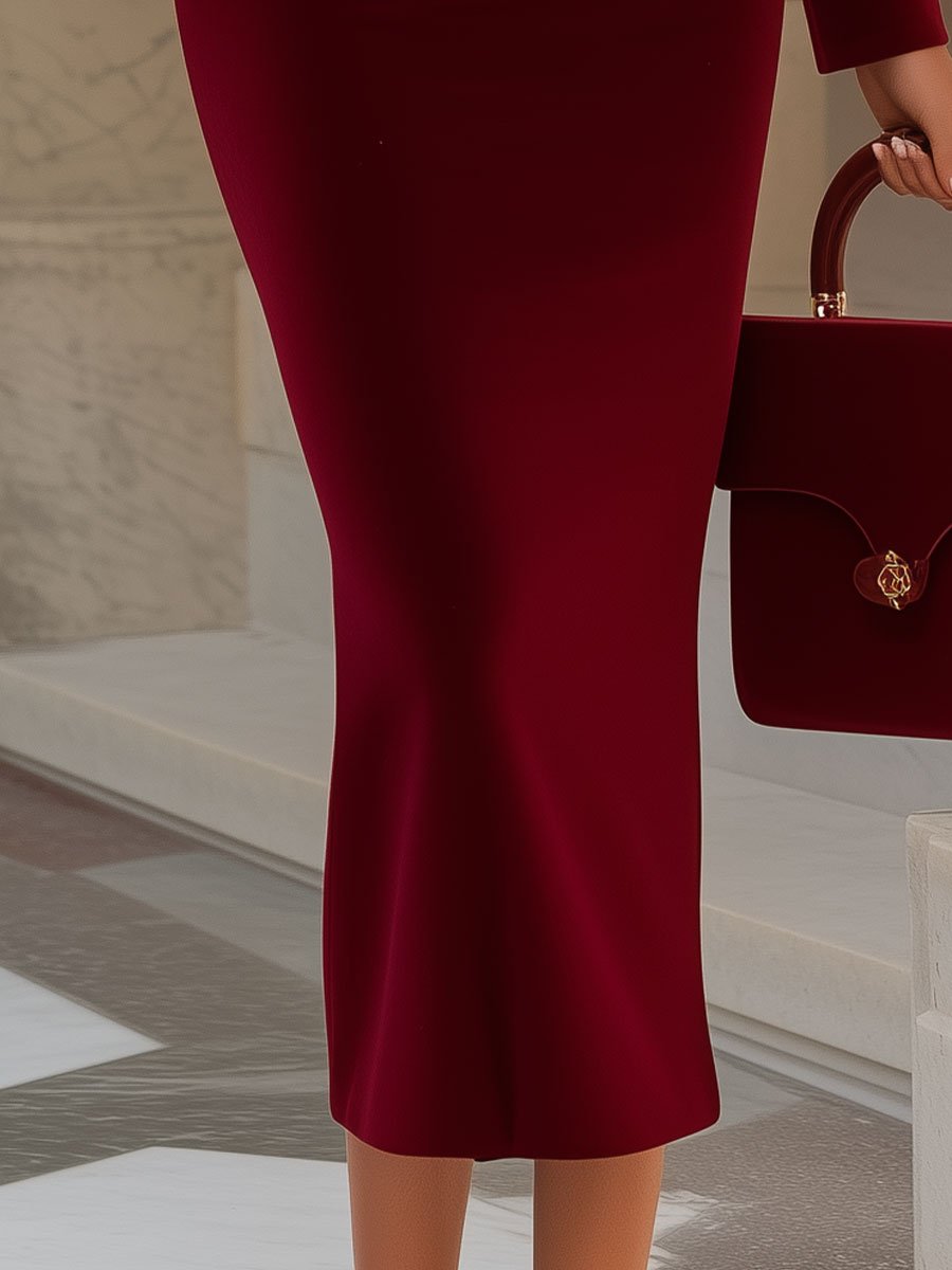 Burgundy Velvet Dress with Luxe Fur Collar Burgundy Velvet Dress with Luxe Fur Collar