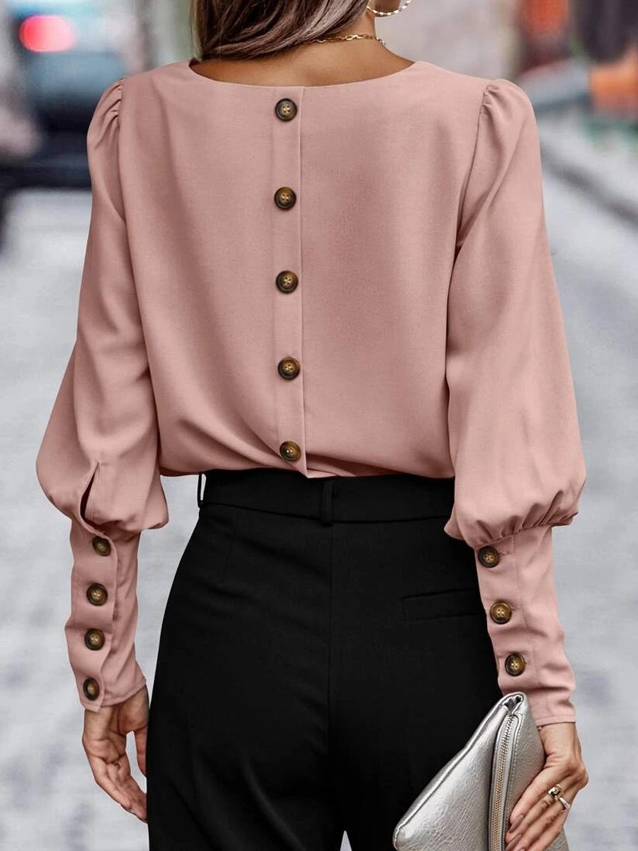 Sophisticated Buttons Blouse with Puffed Sleeves Sophisticated Buttons Blouse with Puffed Sleeves