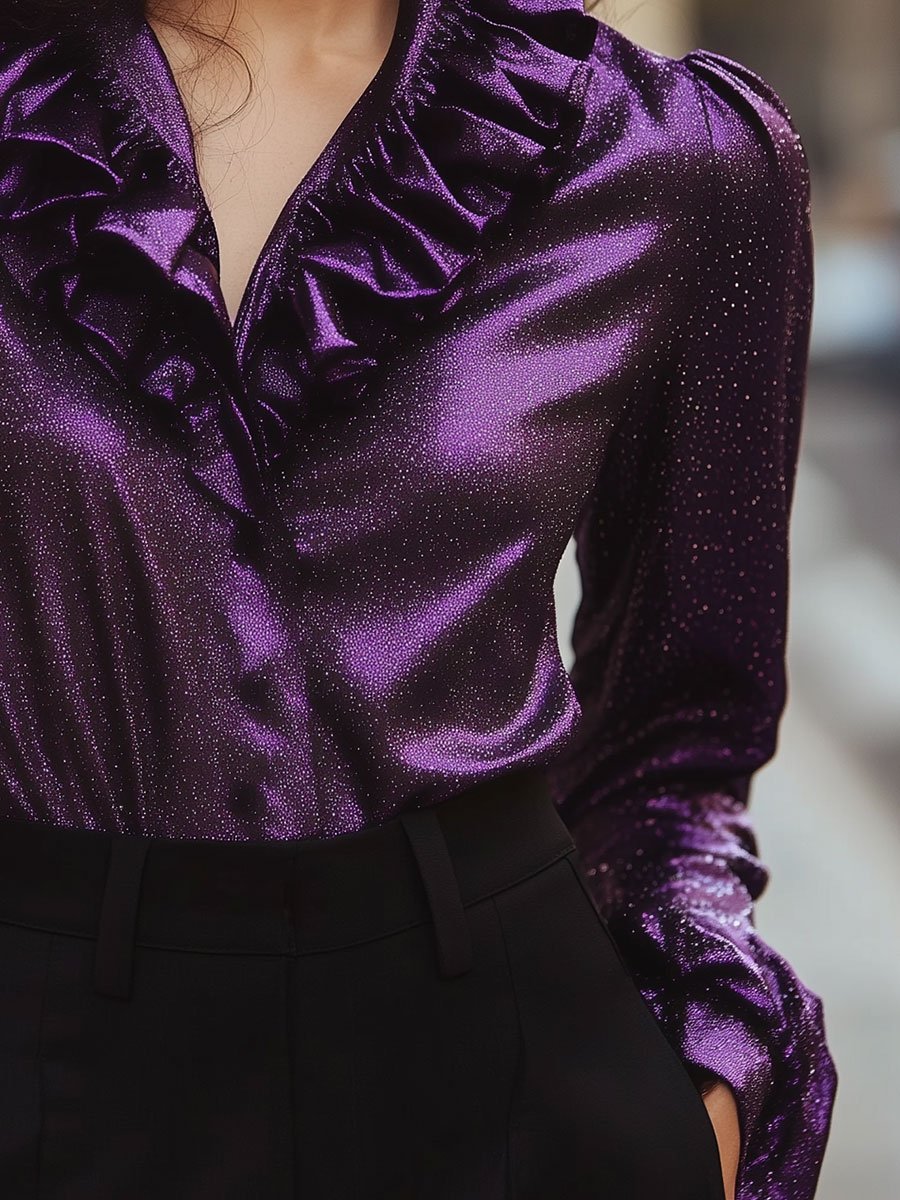 Sparkling Purple Satin Blouse Sparkling Purple Satin Blouse