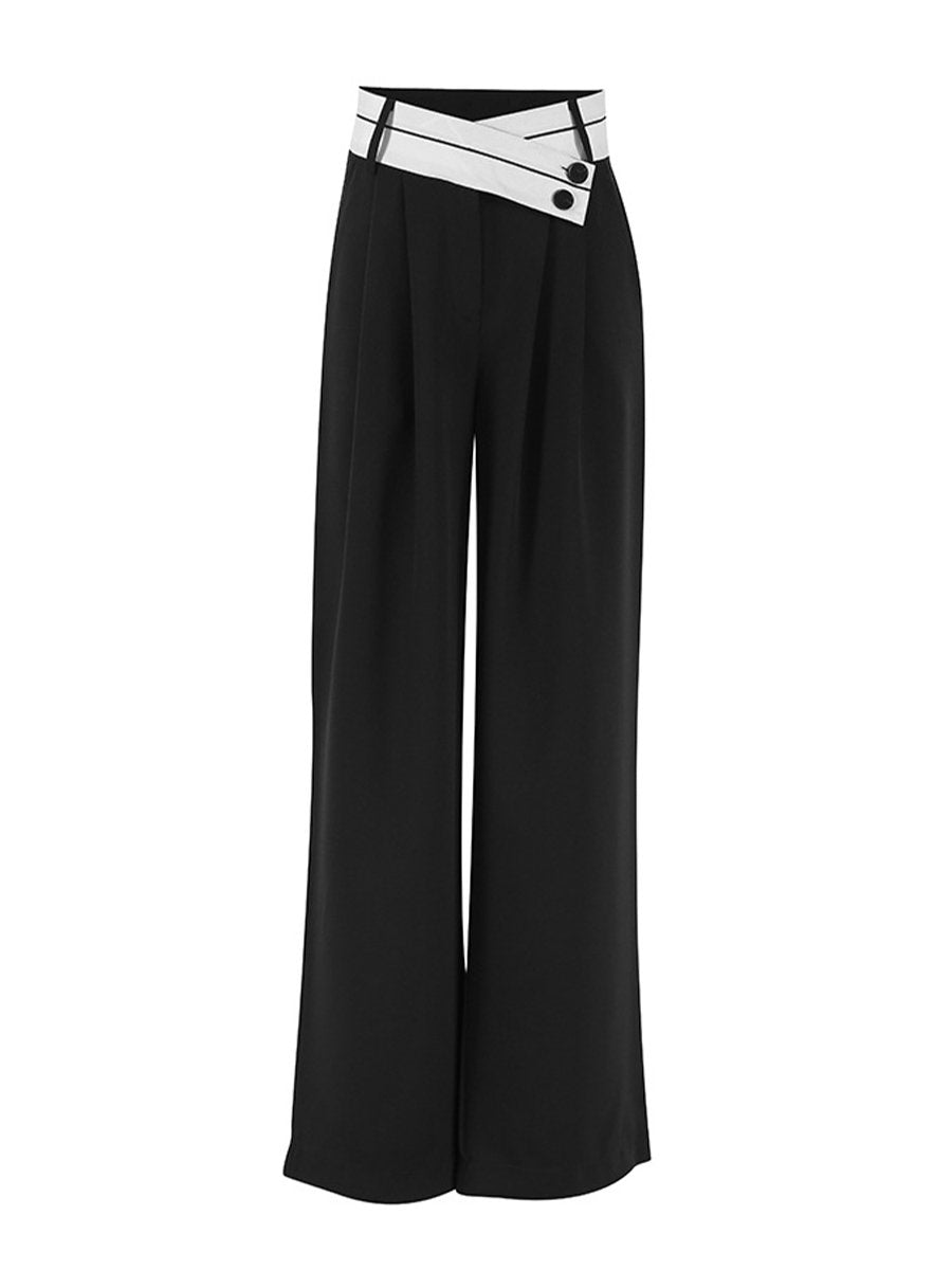 Chic Contrast: High-Waisted Black and White Wide-Leg Pants Chic Contrast: High-Waisted Black and White Wide-Leg Pants