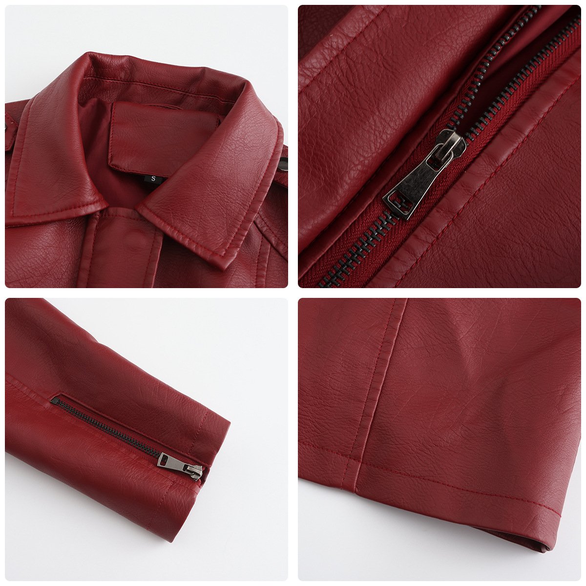 Classic Faux Leather Plain Long-sleeved Trench Coat with Belt Classic Faux Leather Plain Long-sleeved Trench Coat with Belt