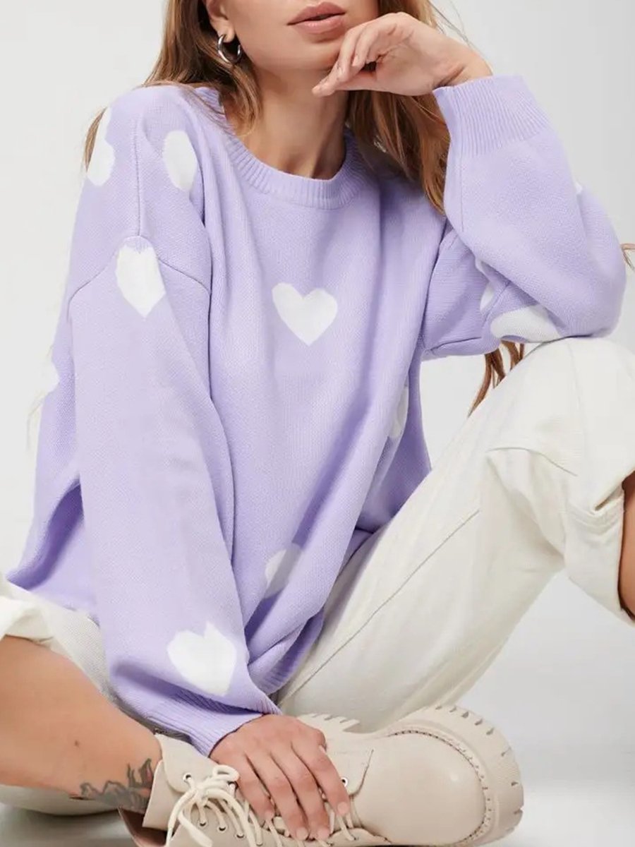 Long Sleeve Printed Knitted Sweater Long Sleeve Printed Knitted Sweater