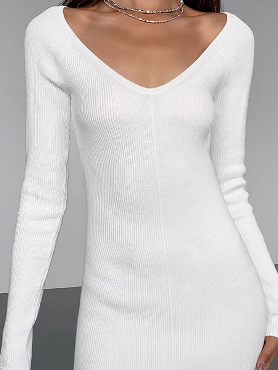 V-neck Knitted Dress V-neck Knitted Dress