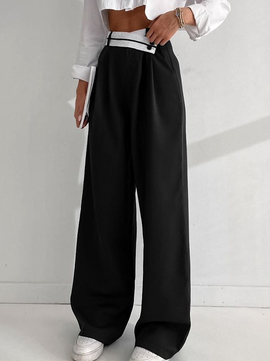 Chic Contrast: High-Waisted Black and White Wide-Leg Pants Chic Contrast: High-Waisted Black and White Wide-Leg Pants