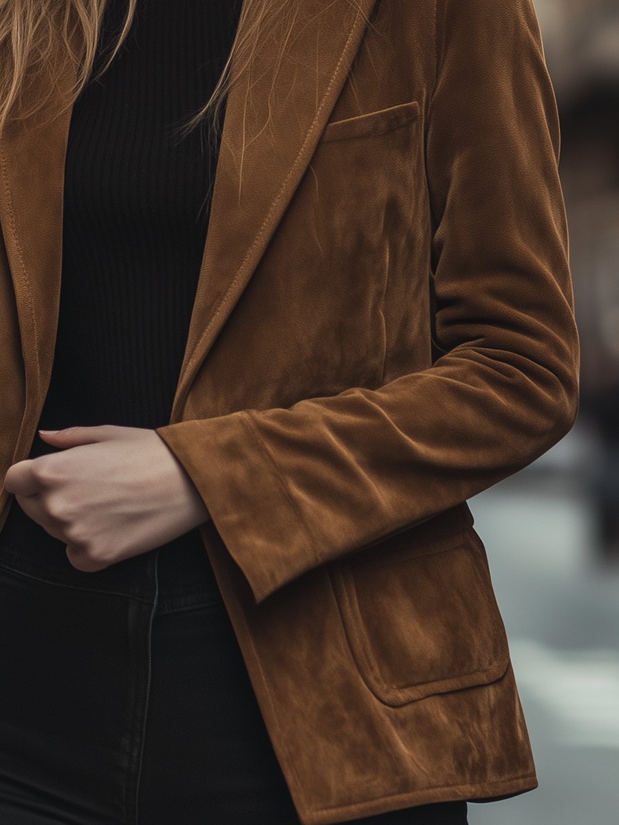 Vintage Brown Suede Blazer with Classic Tailoring Vintage Brown Suede Blazer with Classic Tailoring