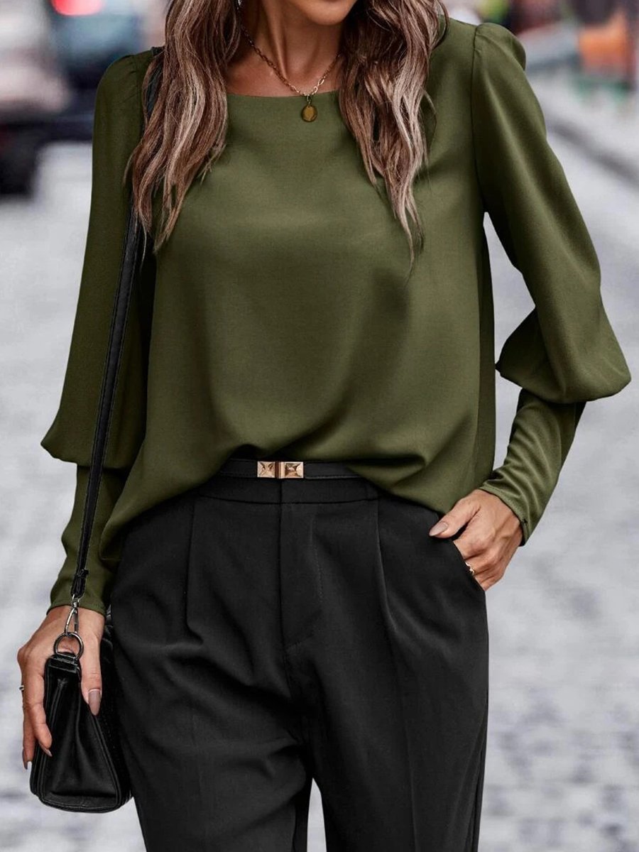 Sophisticated Buttons Blouse with Puffed Sleeves Sophisticated Buttons Blouse with Puffed Sleeves