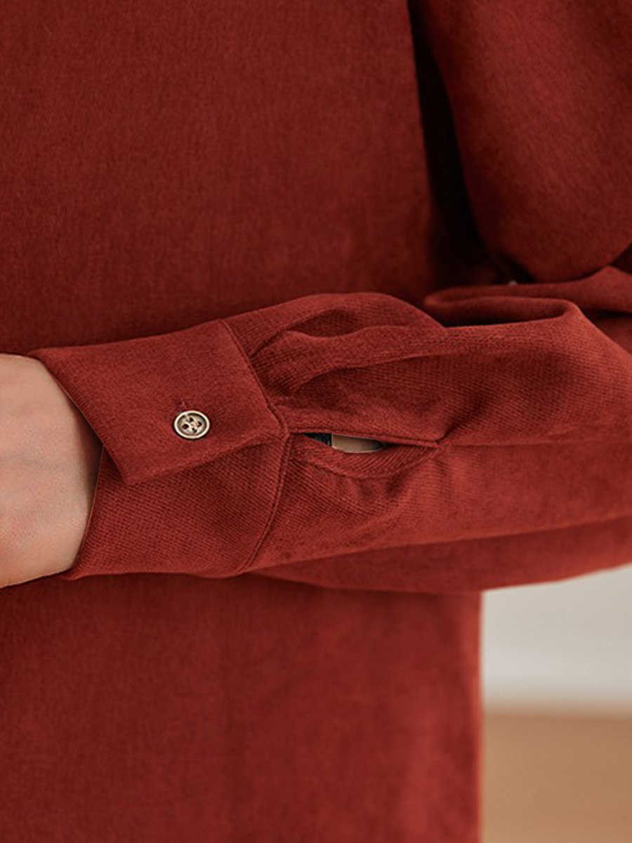 Chic Burgundy Shirt with Unique Collar and Button Design Chic Burgundy Shirt with Unique Collar and Button Design