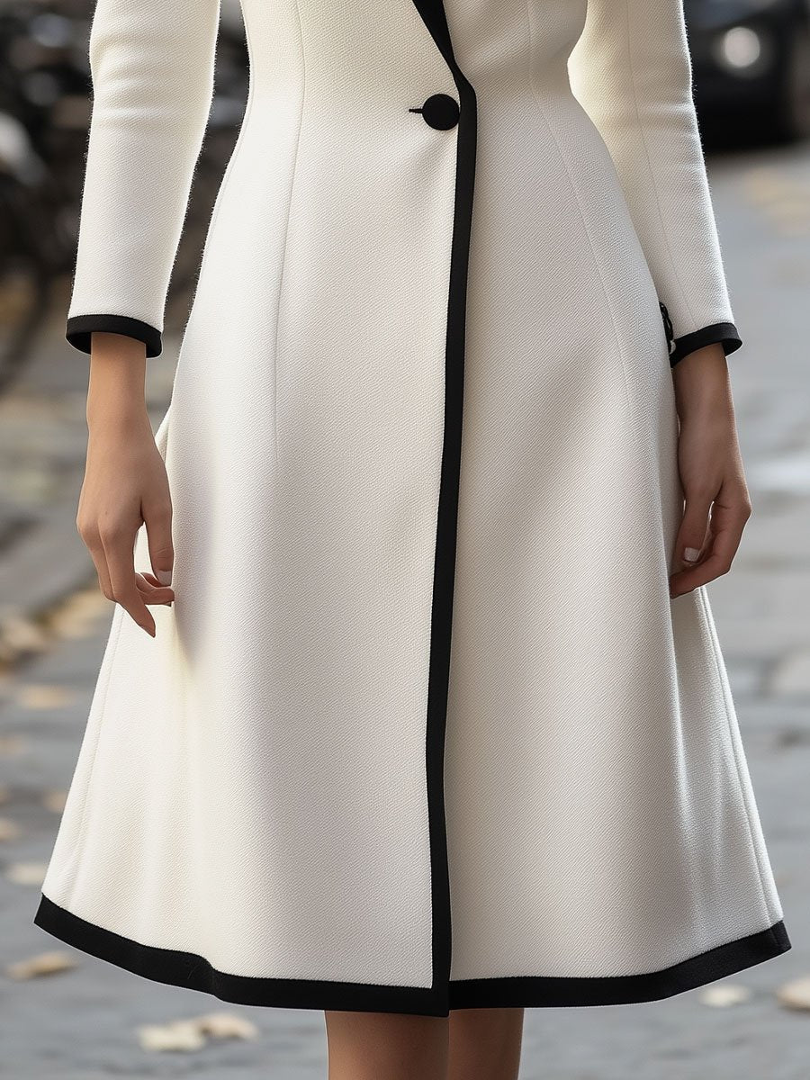 Timeless Black Trim White Coat Dress Timeless Black Trim White Coat Dress