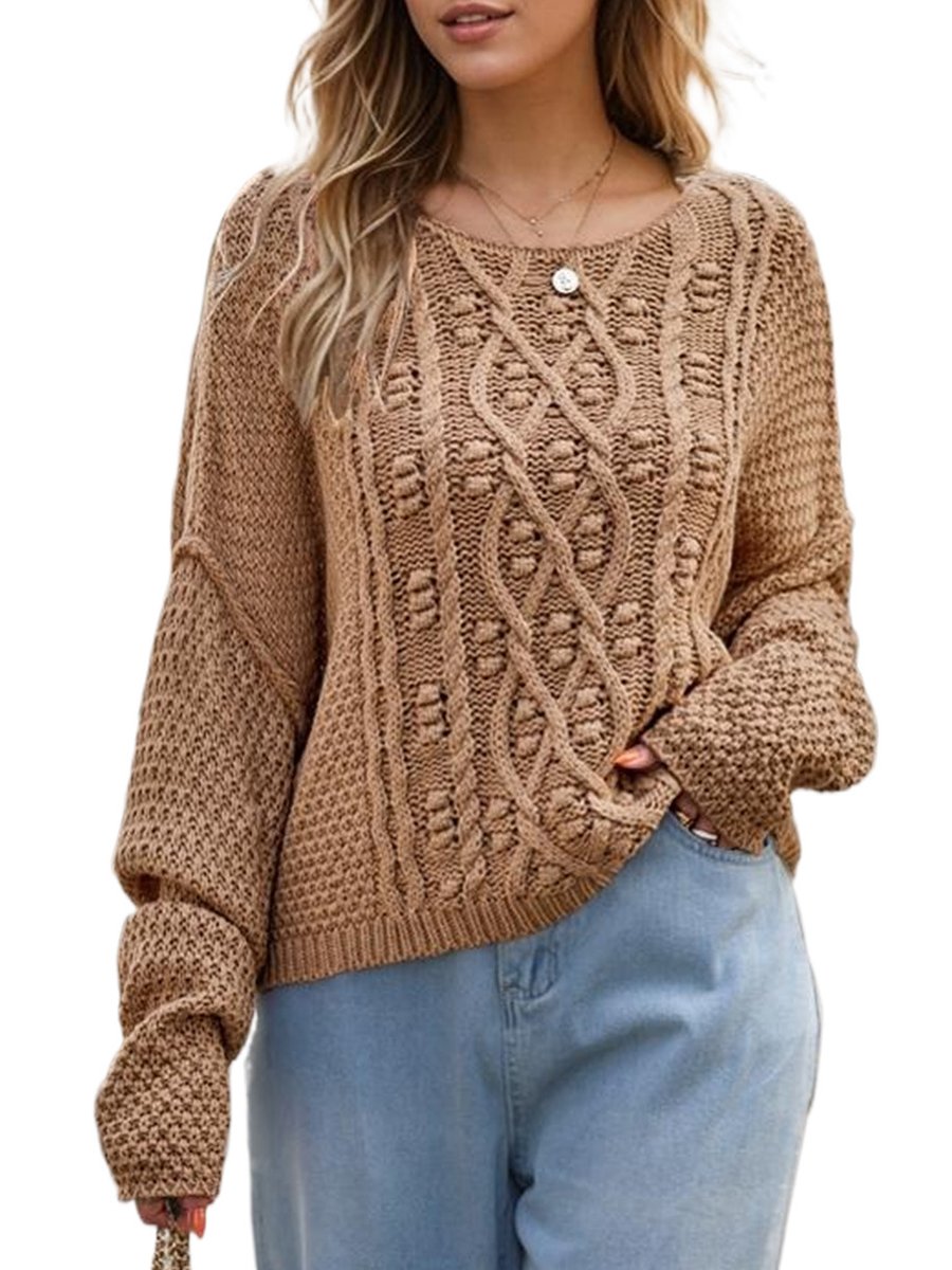 Round Neck Twisted Loose Pullover Sweater Round Neck Twisted Loose Pullover Sweater