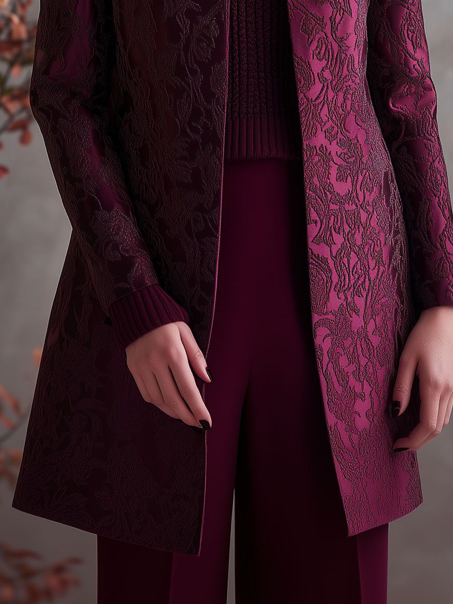 Classic Burgundy Jacquard Coat Classic Burgundy Jacquard Coat