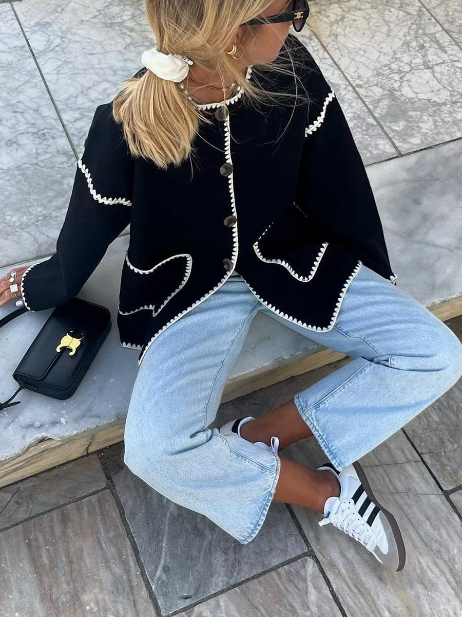 Chic Contrast Trim Jacket The Perfect Balance of Casual and Refined Chic Contrast Trim Jacket The Perfect Balance of Casual and Refined
