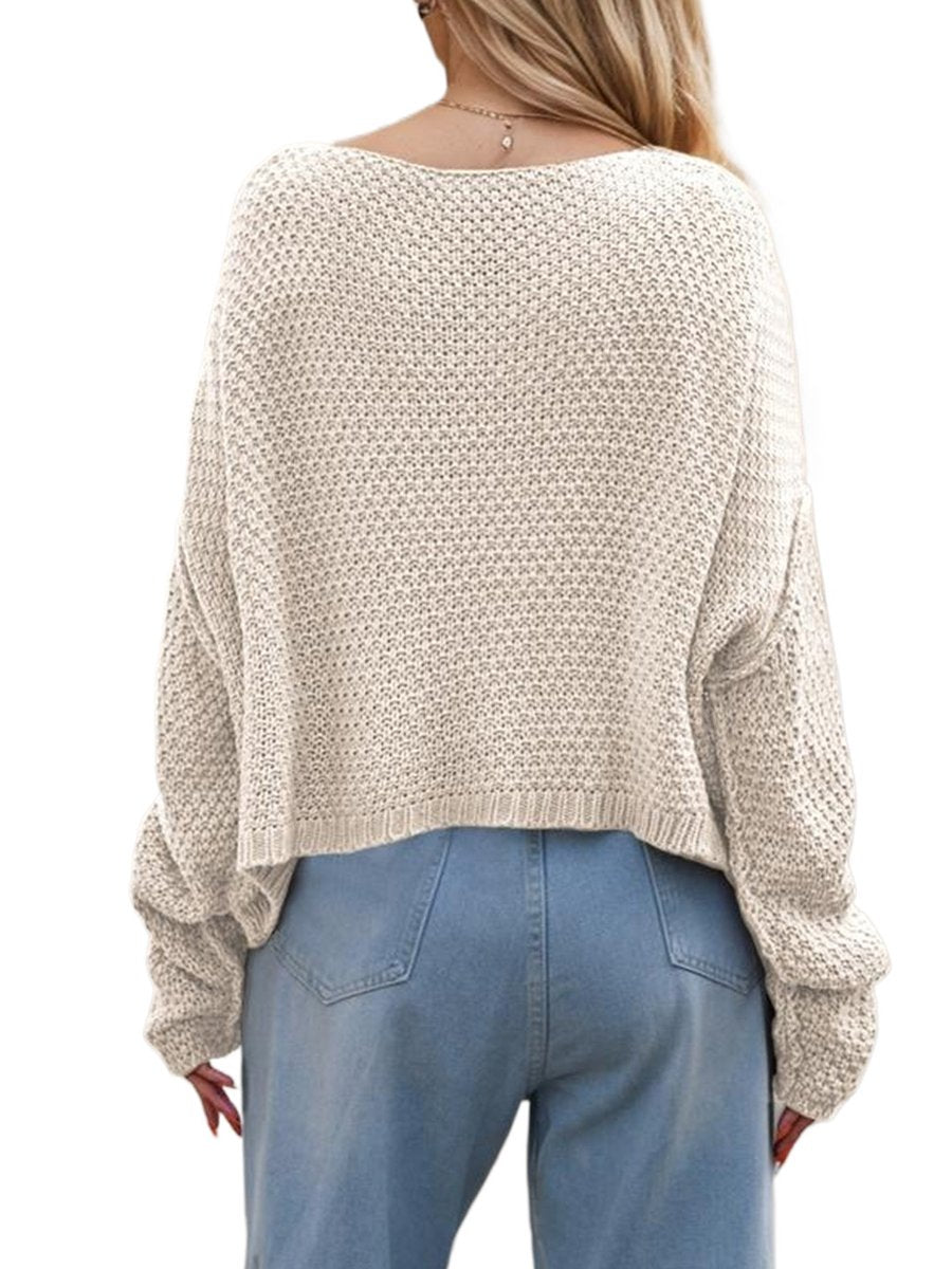 Round Neck Twisted Loose Pullover Sweater Round Neck Twisted Loose Pullover Sweater